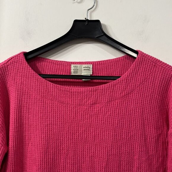 Anthropology Saturday Sunday Long Sleeve Top Oversized in Raspberry/ Pink XS - Picture 3 of 10